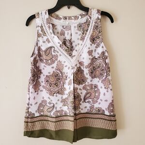 Daniel Rainn Sleeveless V-Neck Abstract Top Blouse SIZE SMALL